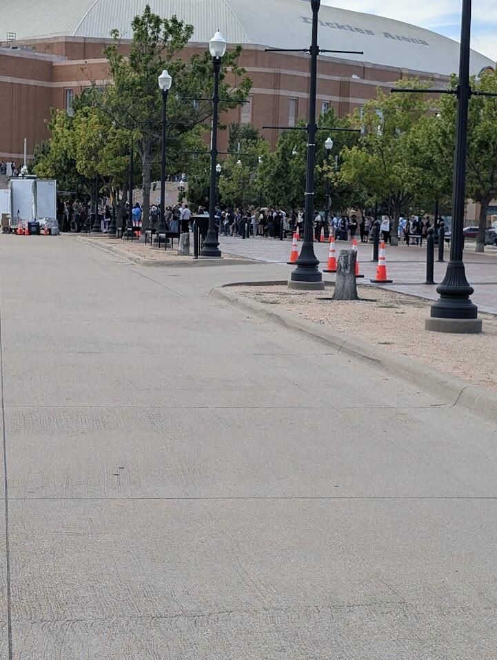 line for merch outside